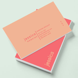 Cool Trendy Modern Coral & Peach Visitenkarte