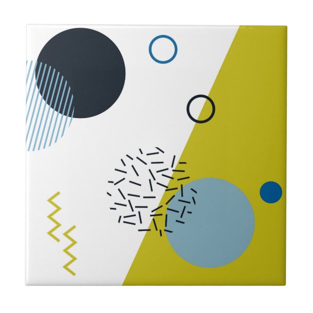 Cool, trendy, modern, grün-blaues geometrisches fliese (Vorderseite)