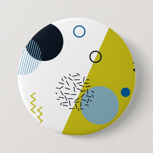 Cool, trendy, modern, Memphis green blue geometric Button (Vorderseite)