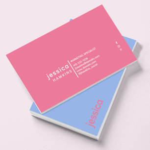 Cool Trendy Modern Sky Blue & Bubblegum Pink Visitenkarte