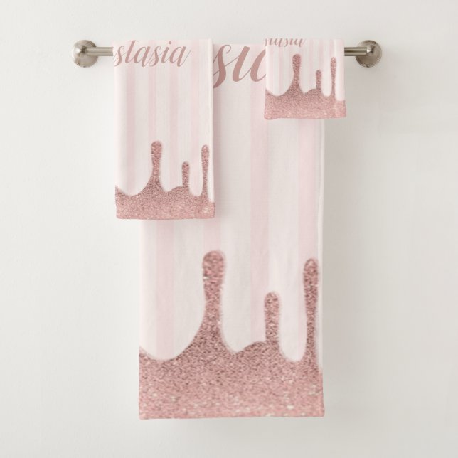 Cool Trendy Pink Glitzer Badhandtuch Set (Insitu)