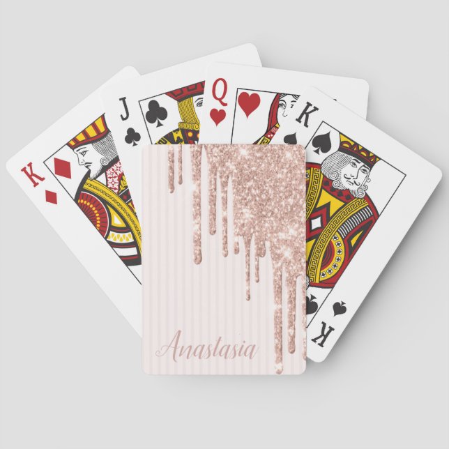 Cool Trendy Pink Glitzer Spielkarten (Rückseite)