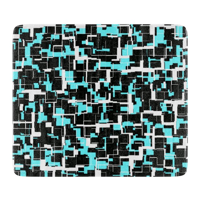 Cool trendy Schwarz-weiß Blue Pattern Schneidebrett (Vorderseite)