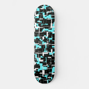 Cool trendy Schwarz-weiß Blue Pattern Skateboard