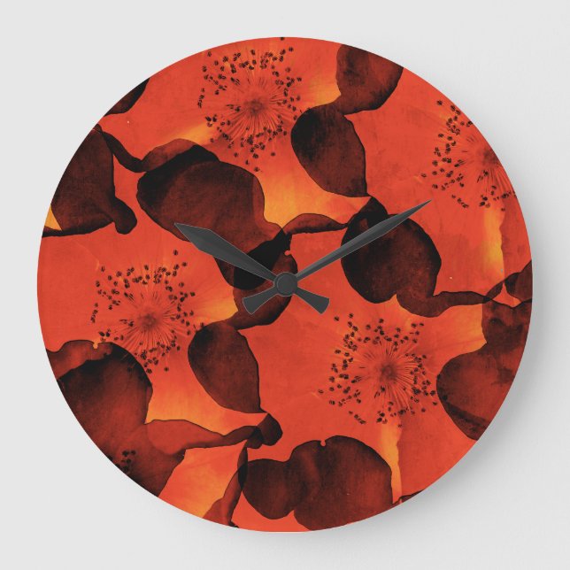 Cool, trendy, unique digital art of flower pattern große wanduhr (Vorderseite)