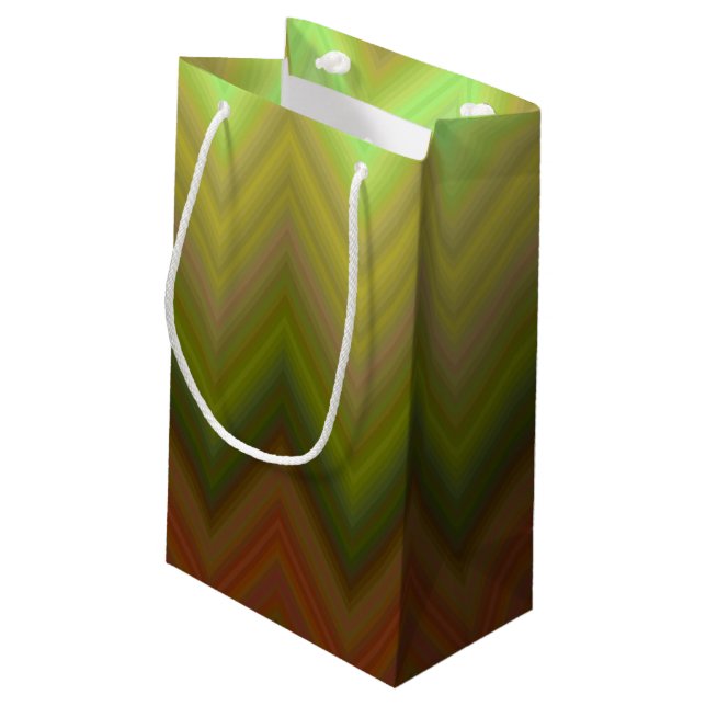 Cool Trendy Zickzack Zigzag Ombre Kleine Geschenktüte (Rückseite Schrägansicht)