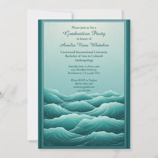 Cool Tropical Beach Waves Seaside Graduation Party Einladung