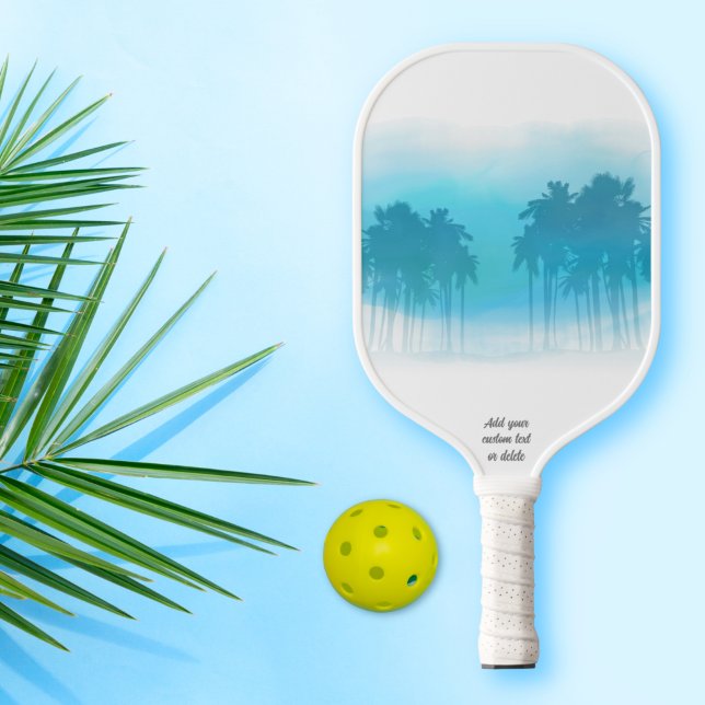 Cool Tropical Palm Tree Blue Gradient Custom  Pickleball Schläger (Von Creator hochgeladen)