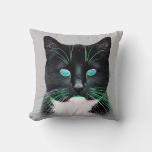 Cool Türkisfarbene Mit Augen Katze Doppelseitig Kissen