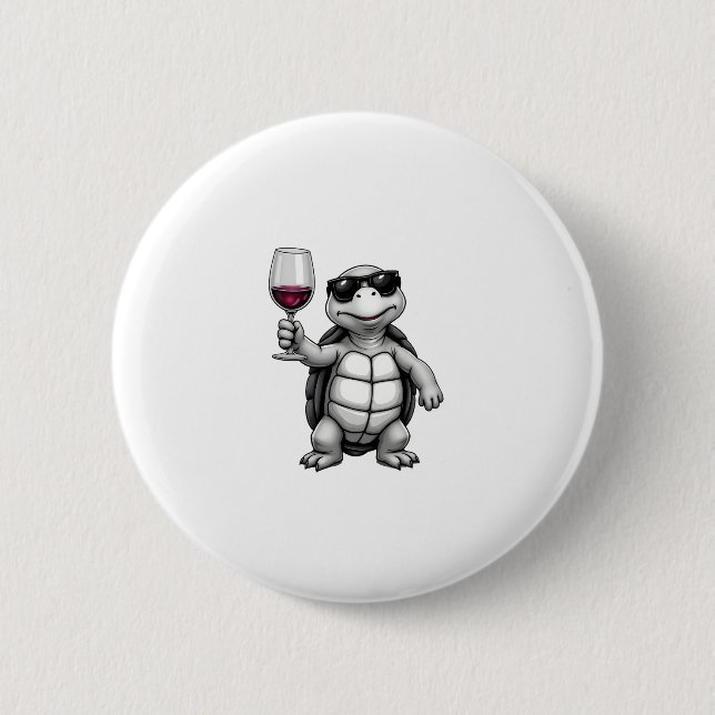 cool turtle drinking red wine art print_1 (1) button (Vorderseite)