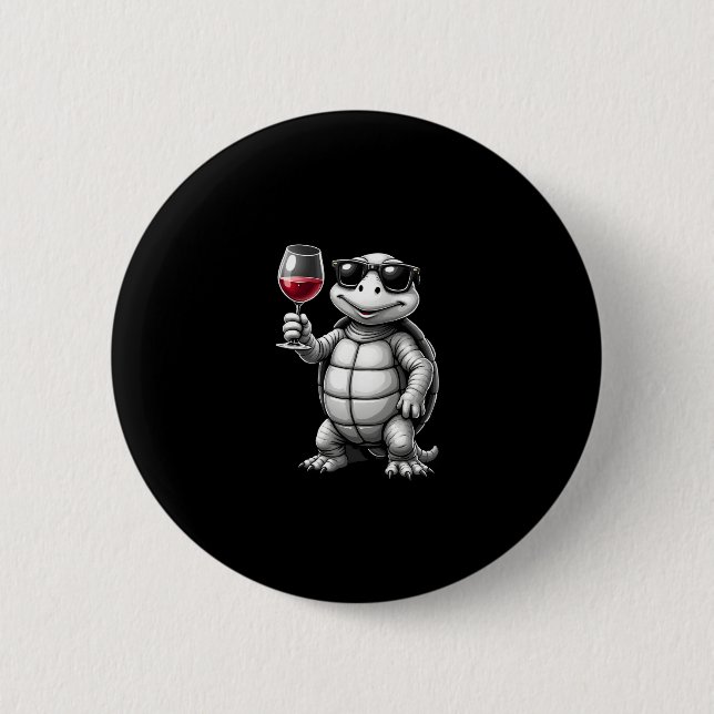 cool turtle drinking red wine art print_1 (1) button (Vorderseite)