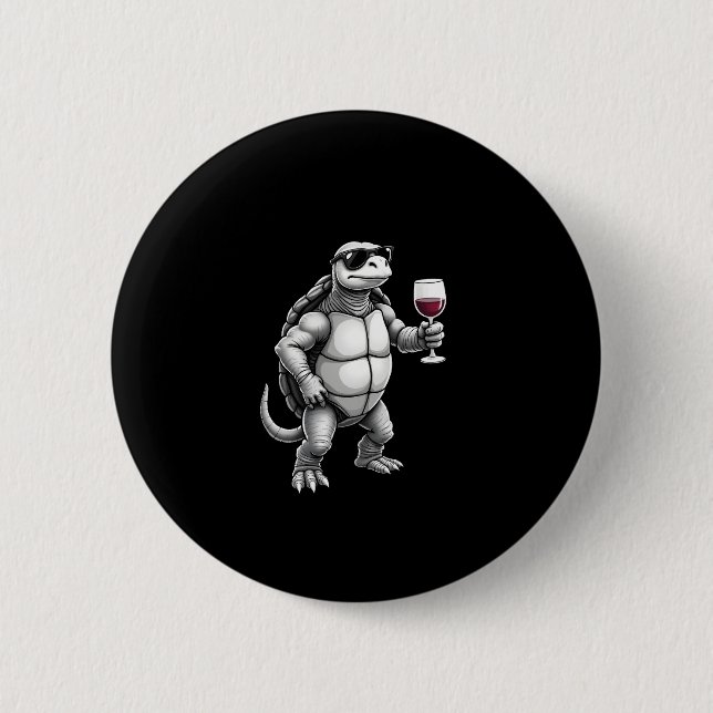 cool turtle drinking red wine art print_1 (3) button (Vorderseite)