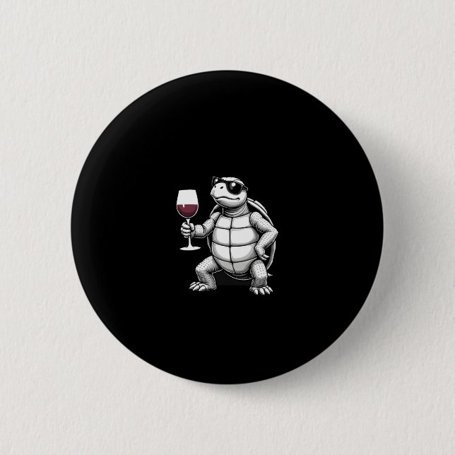 cool turtle drinking red wine art print_1 (4) button (Vorderseite)