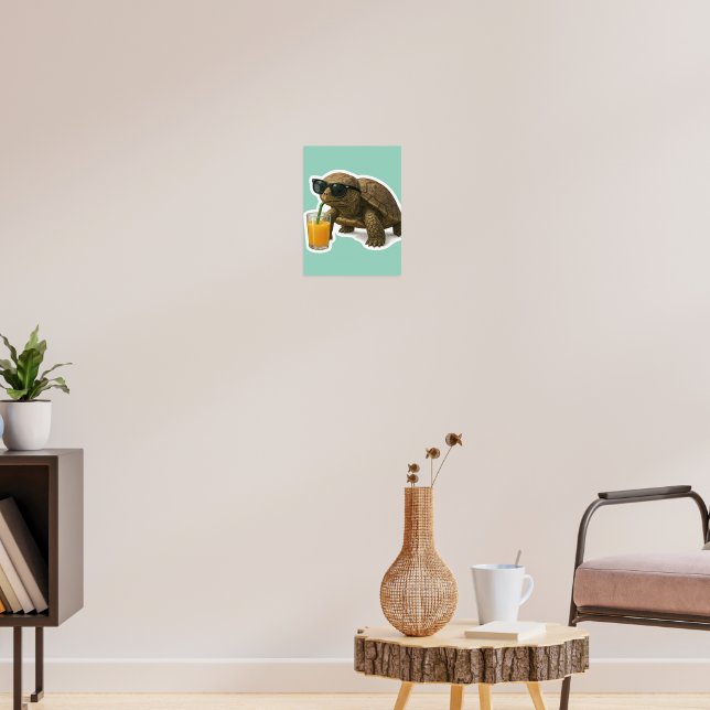 Cool Turtle Sipping Juice Sticker Poster (Wohnzimmer 3)