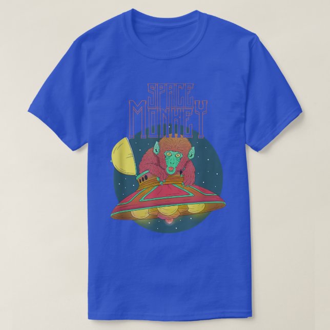 Cool UFO Alien Monkey Outer Space  T-Shirt (Design vorne)
