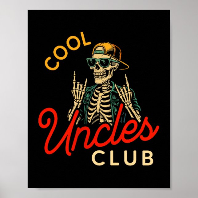 Cool Uncles Club Shirt Funny Skeleton Retro Uncle  Poster (Vorne)