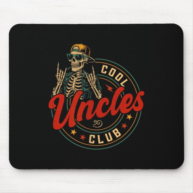 Cool Uncles Club Shirt Funny Skeleton Uncle Men Fa Mousepad (Vorne)