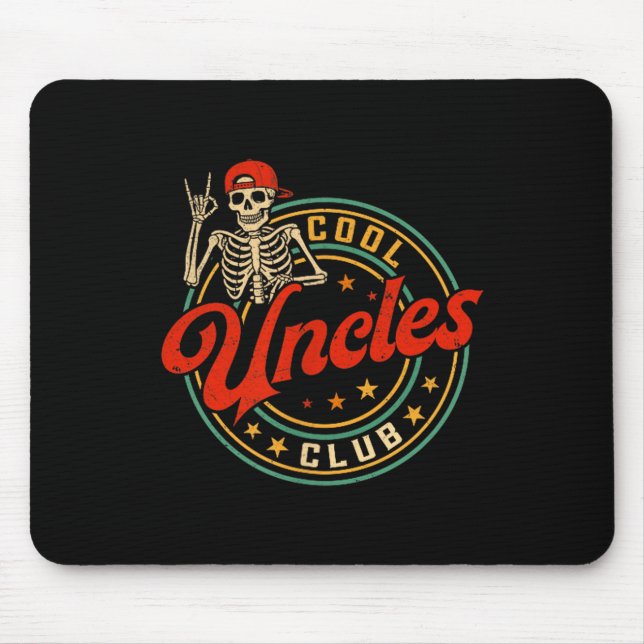 Cool Uncles Club Shirt Retro Funny Skeleton New Un Mousepad (Vorne)