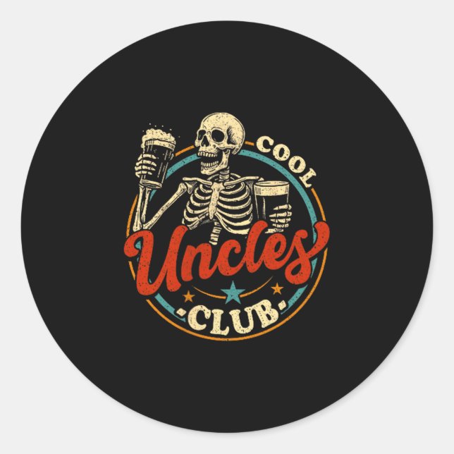Cool Uncles Club Shirt Uncle Skeleton Men Fathers  Runder Aufkleber (Vorderseite)