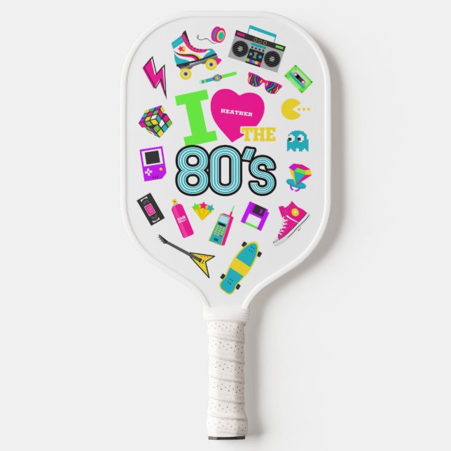 Cool und farbenfroh I Liebe des 80ers | Name Pickleball Schläger (Vorderseite)