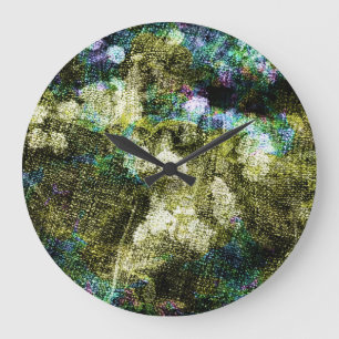 Cool, unique, trendy digital art of flower pattern große wanduhr