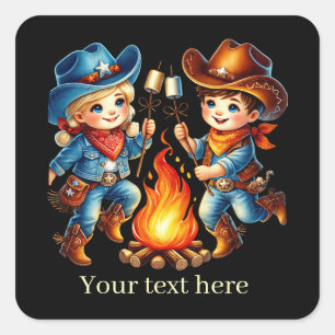 Cool unisex Cowgirl Cowboy hinzufügen Quadratischer Aufkleber