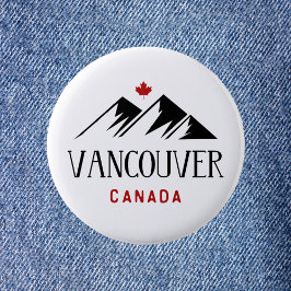Cool Vancouver Canada Mountains Maple Leaf Button