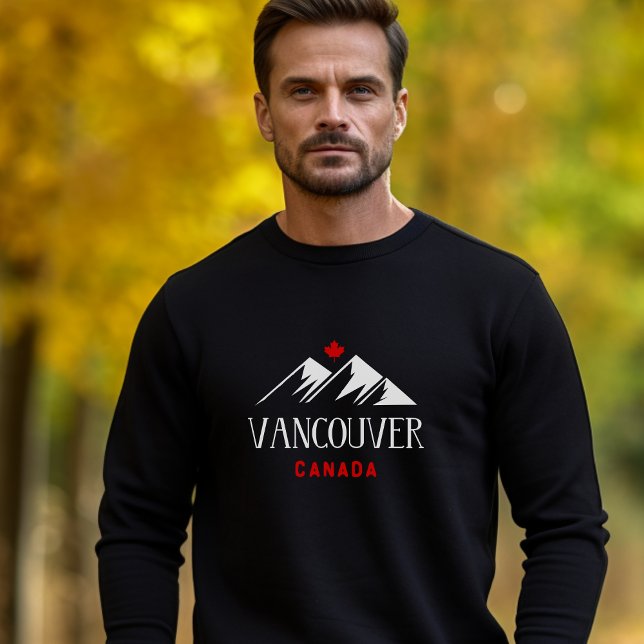 Cool Vancouver Canada Mountains Maple Leaf Dark Sweatshirt (Von Creator hochgeladen)