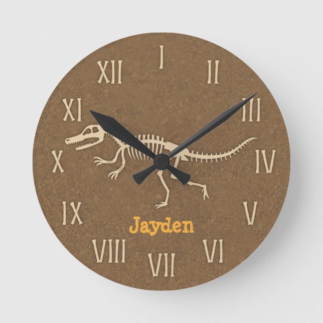 Cool Velociraptor Dinosaur Bones For Boys Room Runde Wanduhr (Vorderseite)