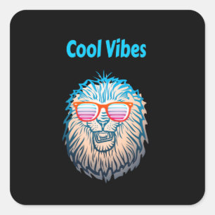 Cool Vibes Lion Quadratischer Aufkleber