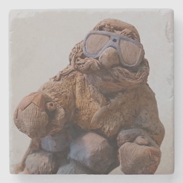 Cool Vintag Clay Skier Steinuntersetzer (Vorderseite)