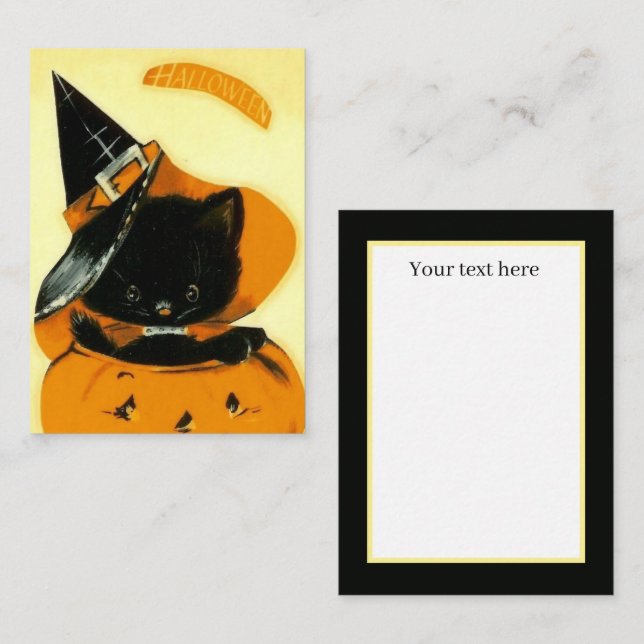 cool Vintage Katze hinzufügen Mitteilungskarte (Vorne/Hinten)