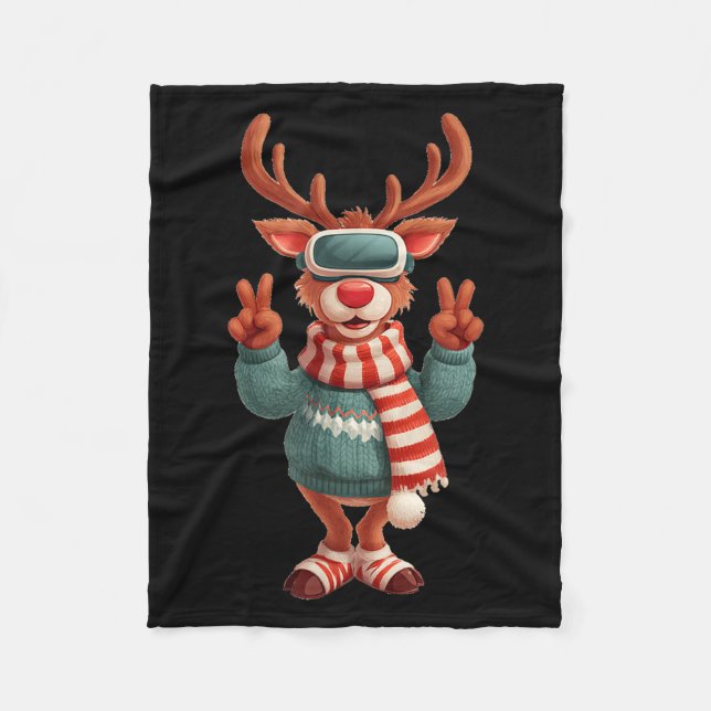 Cool Virtual Reality Reindeer Costume For Adults A Fleecedecke (Vorderseite)