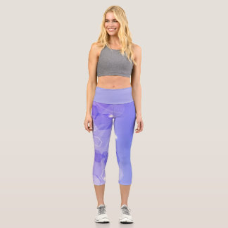 Cool Warm Blau abstraktes geometrisches Muster Capri Leggings