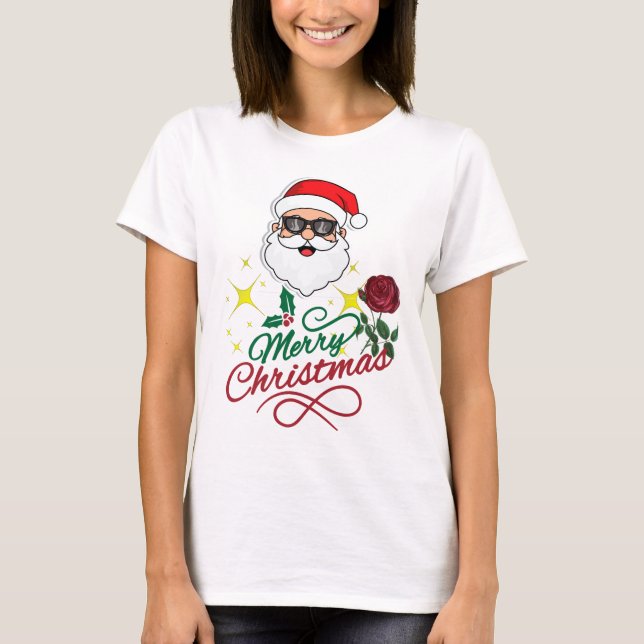 Cool Weihnachten mit Rose & Holly T-Shirt (Vorderseite)