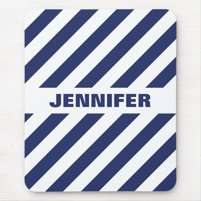 Cool, weiß und blau gestreift mousepad (Vorne)
