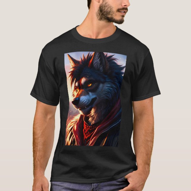 Cool Werewolf Furry Therian Art T-Shirt (Vorderseite)