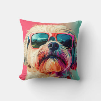 Cool West Highland White Terrier dog with sunglass Kissen