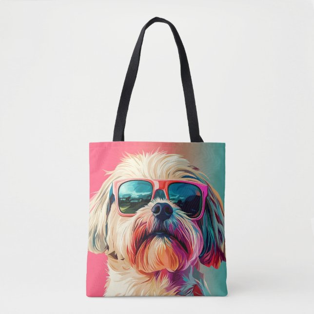 Cool West Highland White Terrier dog with sunglass Tasche (Vorderseite)