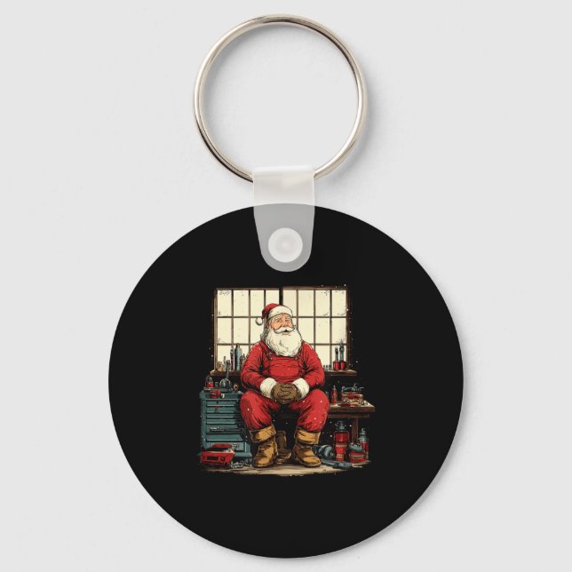 Cool Workshop Santa Claus With Wrenches Tool Costu Schlüsselanhänger (Vorderseite)
