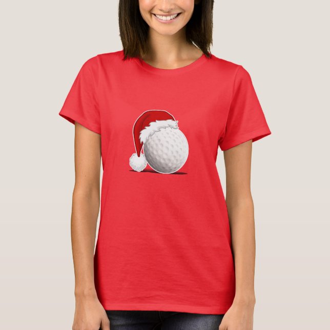 Cool Xmas Golf ball fan design Merry Christmas T-Shirt (Vorderseite)