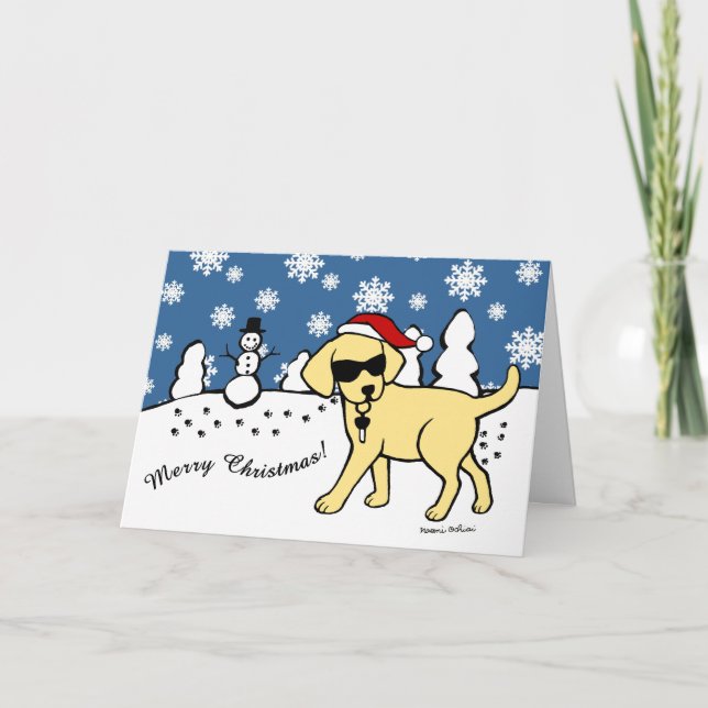 Cool Yellow Labrador Cartoon Weihnachten (Vorderseite)