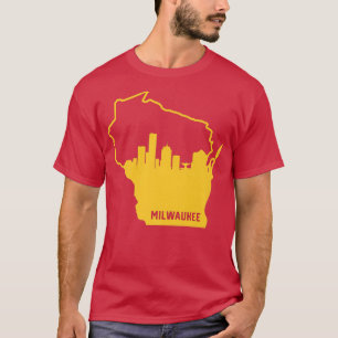 Cool Yellow Wisconsin Staat Kontur Milwaukee Stadt T-Shirt