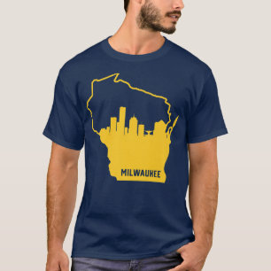 Cool Yellow Wisconsin Staat Kontur Milwaukee Stadt T-Shirt