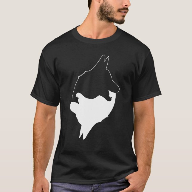 Cool Yin Yang Dog Cute German Shepard With White I T-Shirt (Vorderseite)