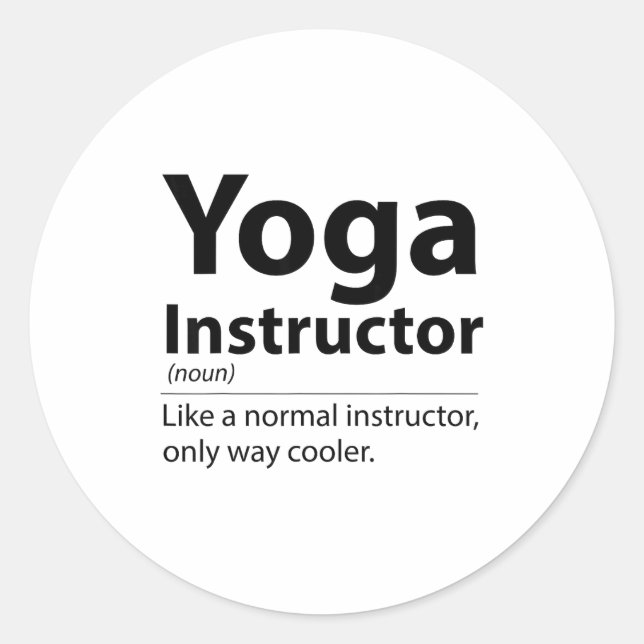 Cool Yoga Instructor Definition Funny Yoga Lover  Runder Aufkleber (Vorderseite)