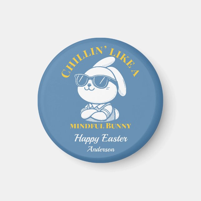 Cool Zen Bunny Personalisiert Ostern Magnet (Vorne)