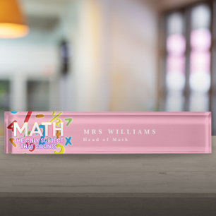 Cool Zitat über Mathematik Modern Pink Namensplakette