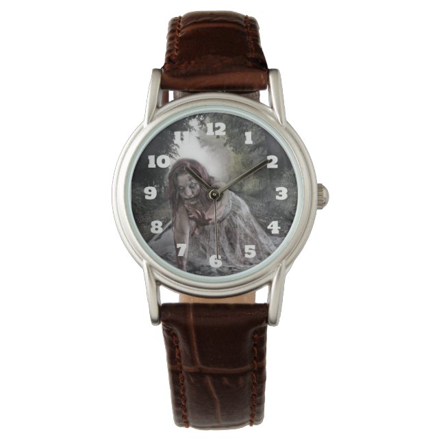 Cool Zombie Girl Armbanduhr (Vorderseite)