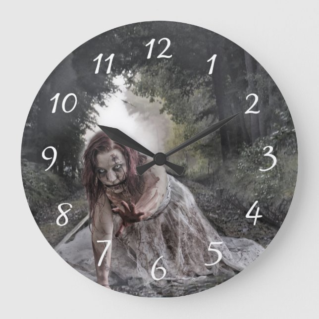 Cool Zombie Girl Große Wanduhr (Vorderseite)